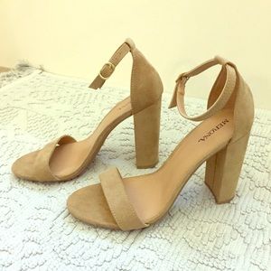 Faux Suede Chunky Heels